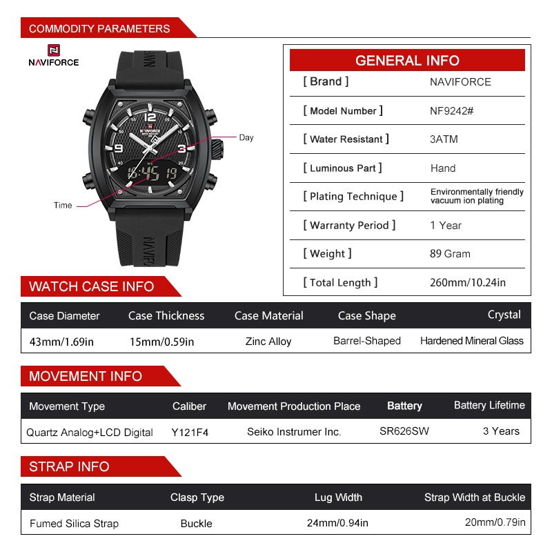 นาฬิกาข้อมือผู้ชาย NAVIFORCE ห - Watch Display Box บทวิจารณ์และราคา