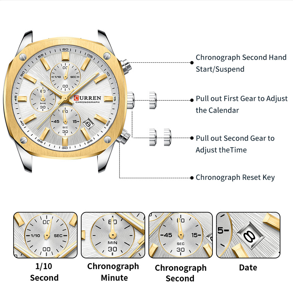 CURREN นาฬิกาสปอร์ตสำหรับผู้ชา - Jewelry For Watches บทวิจารณ์และราคา